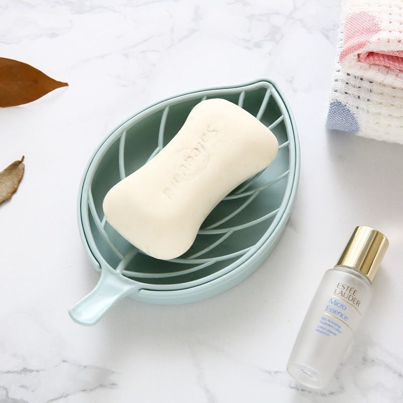 Leaf-shaped soap dish, non-perforated double-layer soap dish, soap dish, toilet drain soap storage rack Soap Dishes