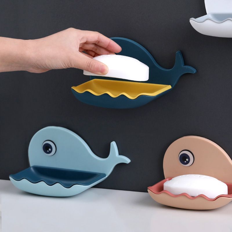 whale soap dish suction cup wall mounted soap dish holder cute drain toilet non-punch shelf soap box Soap Dishes