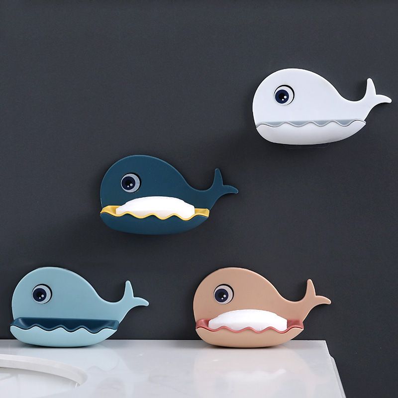 whale soap dish suction cup wall mounted soap dish holder cute drain toilet non-punch shelf soap box Soap Dishes