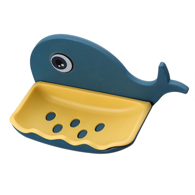 whale soap dish suction cup wall mounted soap dish holder cute drain toilet non-punch shelf soap box Soap Dishes