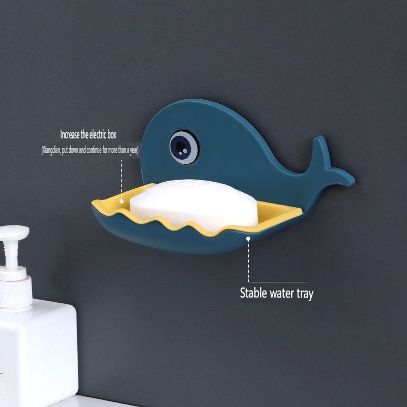 whale soap dish suction cup wall mounted soap dish holder cute drain toilet non-punch shelf soap box Soap Dishes