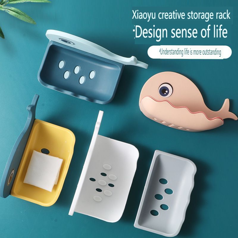 whale soap dish suction cup wall mounted soap dish holder cute drain toilet non-punch shelf soap box Soap Dishes
