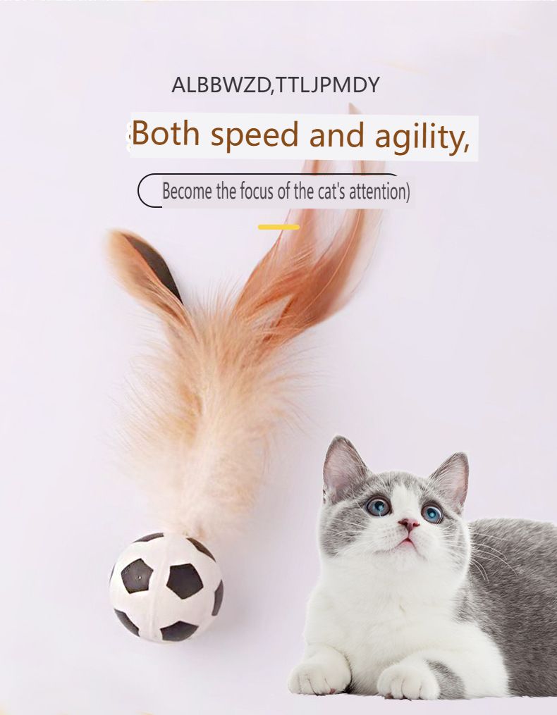 Cat Self Hi Toy Feather Elastic Sports Ball Kitten Soothing Interactive Teasing Tool Pet Toy