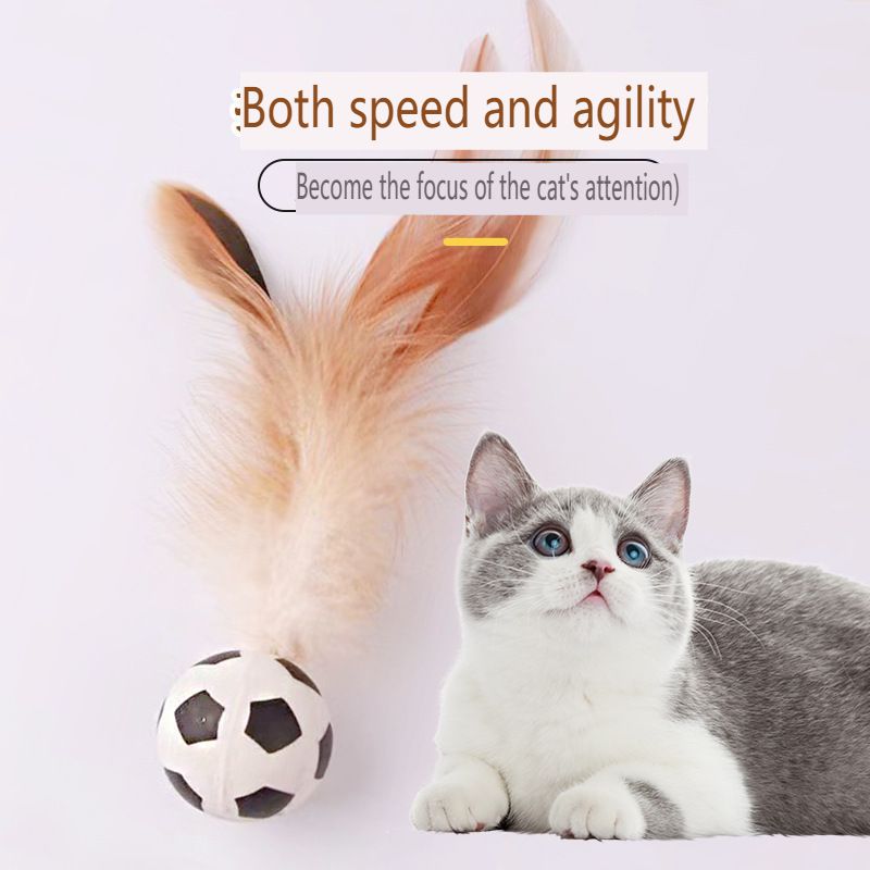 Cat Self Hi Toy Feather Elastic Sports Ball Kitten Soothing Interactive Teasing Tool Pet Toy