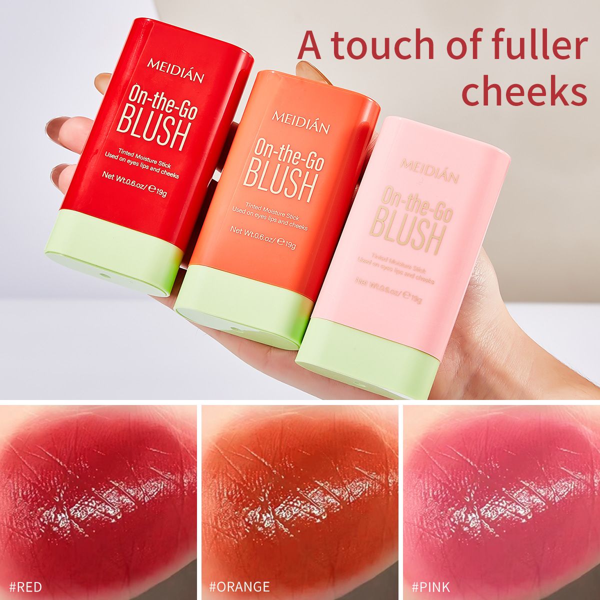Multi Use Cream Blush Stick High Pigment Long Lasting Waterproof Contour Brightening Tint Stick For Eyes Lips Cheeks All Skin Types Dark Skin 19g