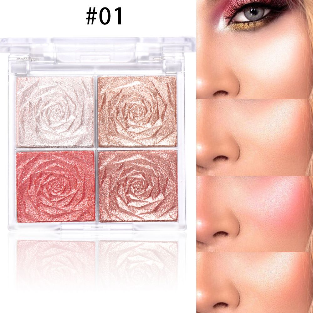 Colorful makeup, transparent, four color, high gloss, facial repair, four color eye shadow, powder blusher sparkle  Highlighters
High gloss powder