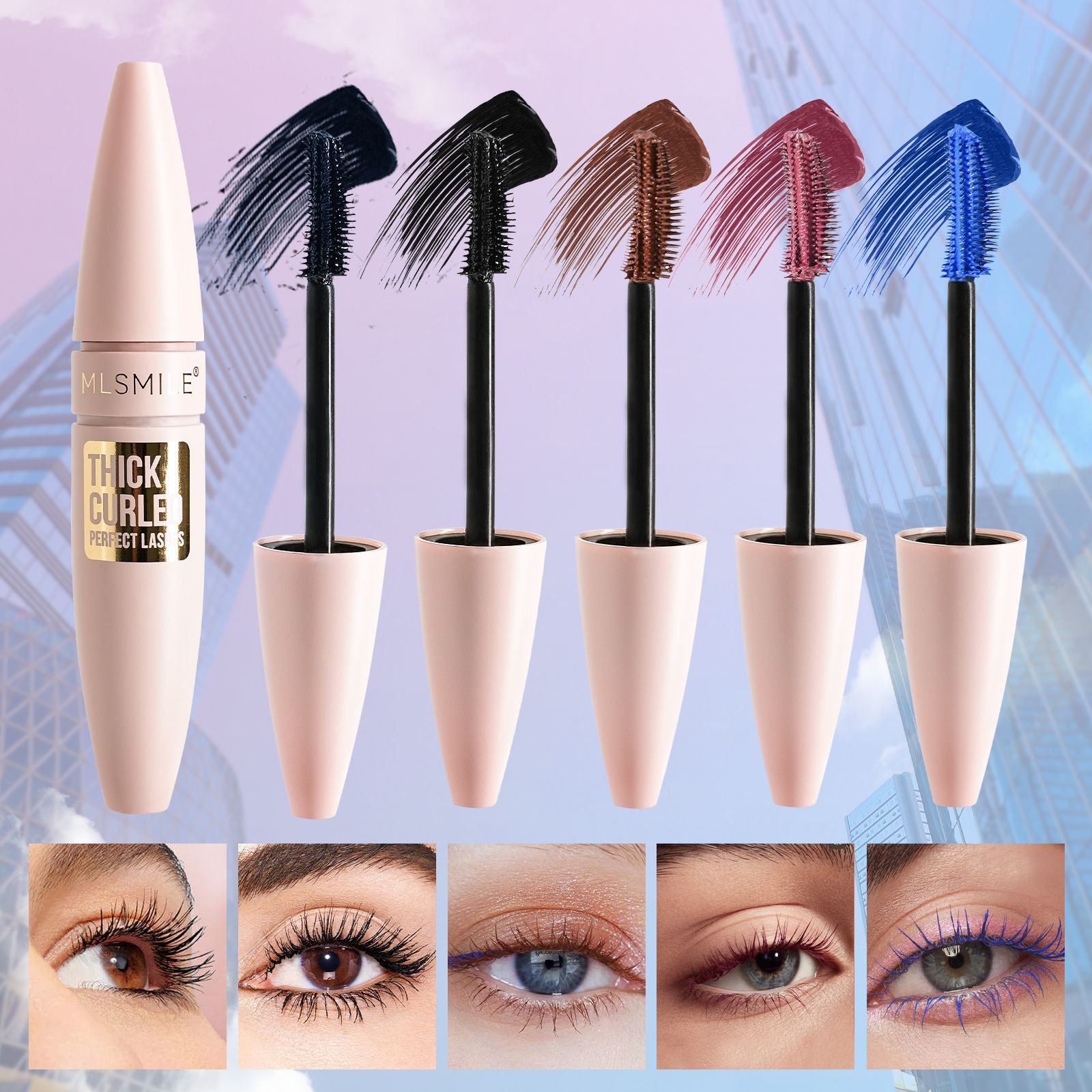 5 Color Multi Purpose Mascara Waterproof Smudge Proof 3D Dense Lengthen Curling Cream Mascara For Daily Party Eye Makeup 15ml view 3