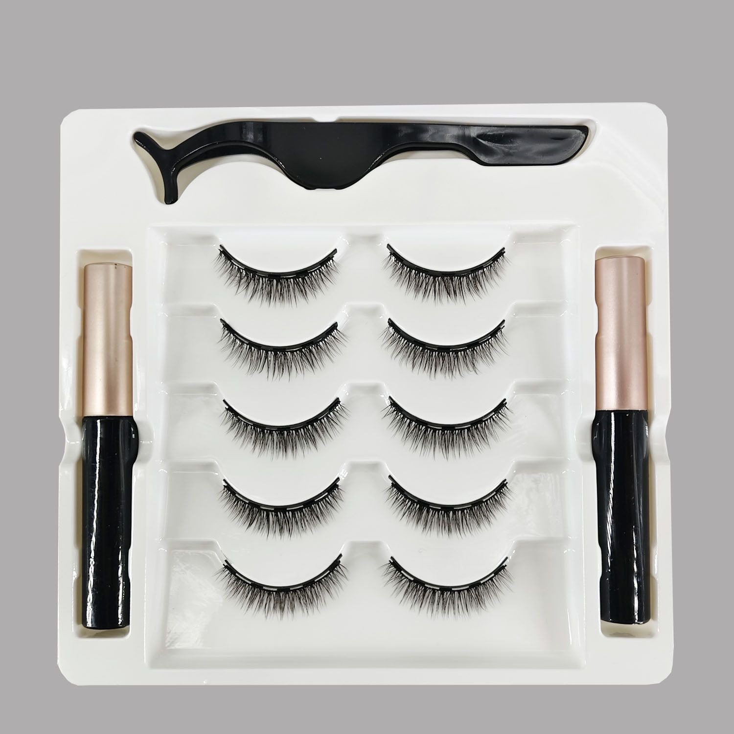 3 Pairs Magnetic Eyelashes set Magnet LiquidEyeliner&amp; Magnetic Lashes &amp;Tweezer Set Makeup False Eyelashes MakeupKit