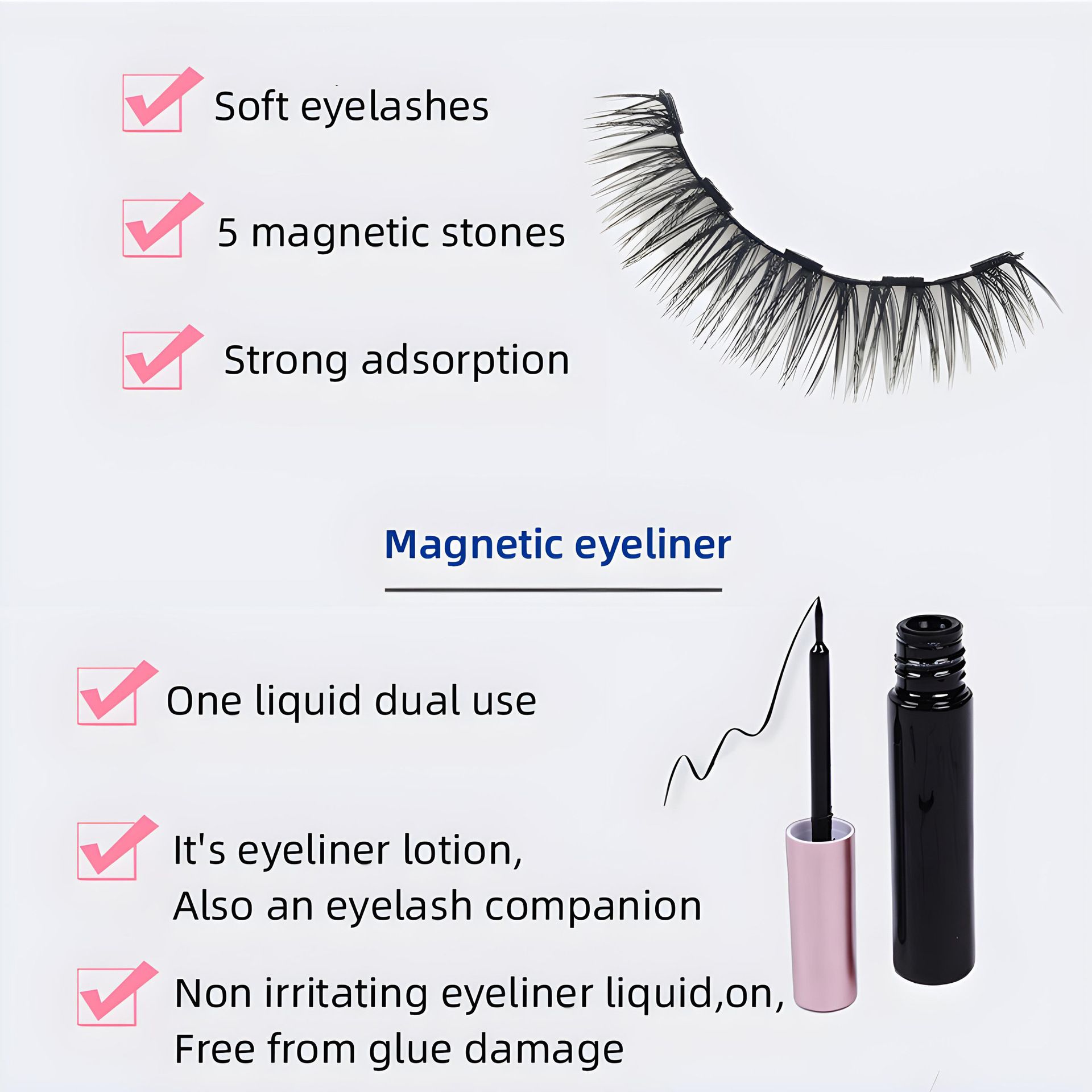 3 Pairs Magnetic Eyelashes set Magnet LiquidEyeliner&amp; Magnetic Lashes &amp;Tweezer Set Makeup False Eyelashes MakeupKit