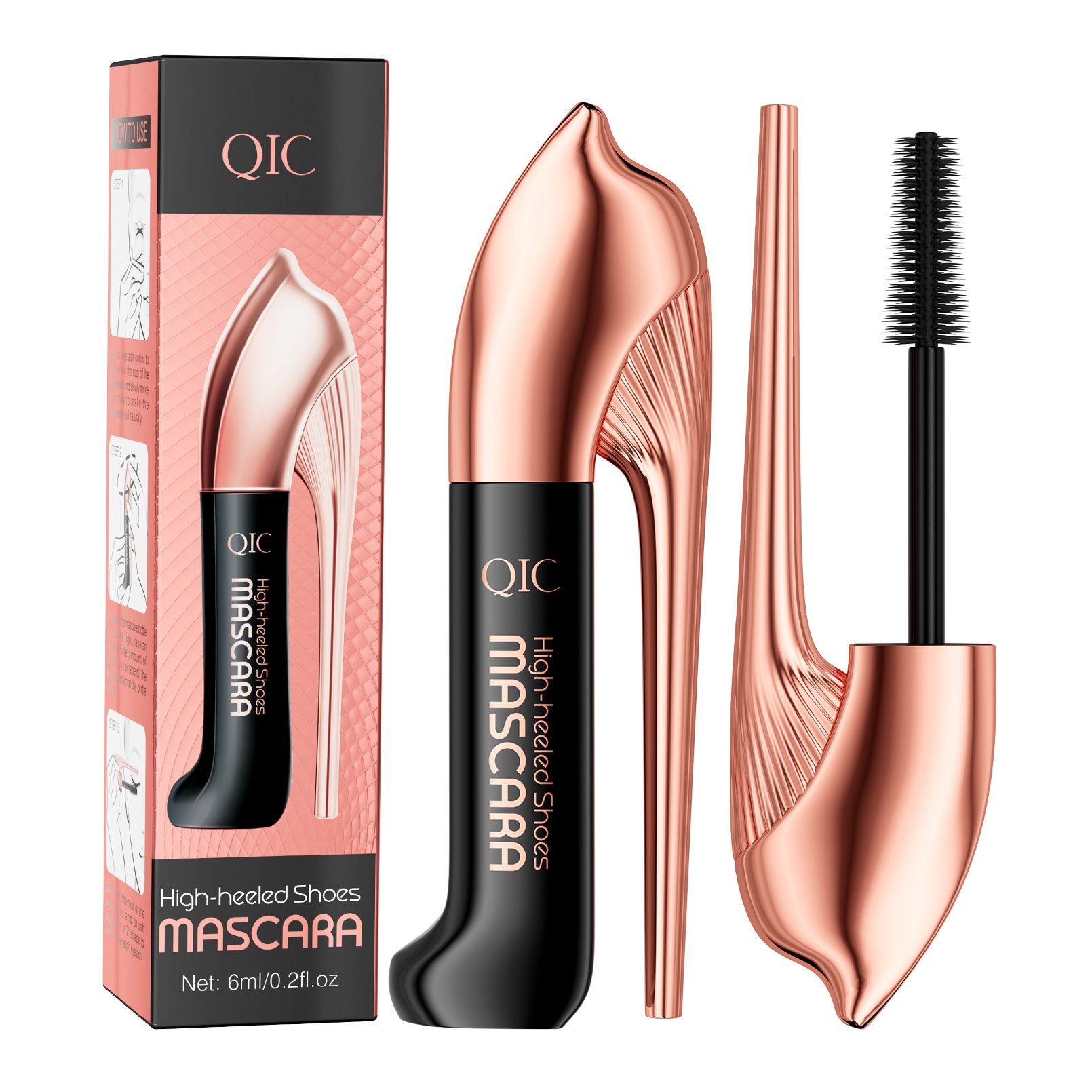 New QIC High Heels Mascara 3D waterproof non-smudging thick curls natural lengthening makeup view 2