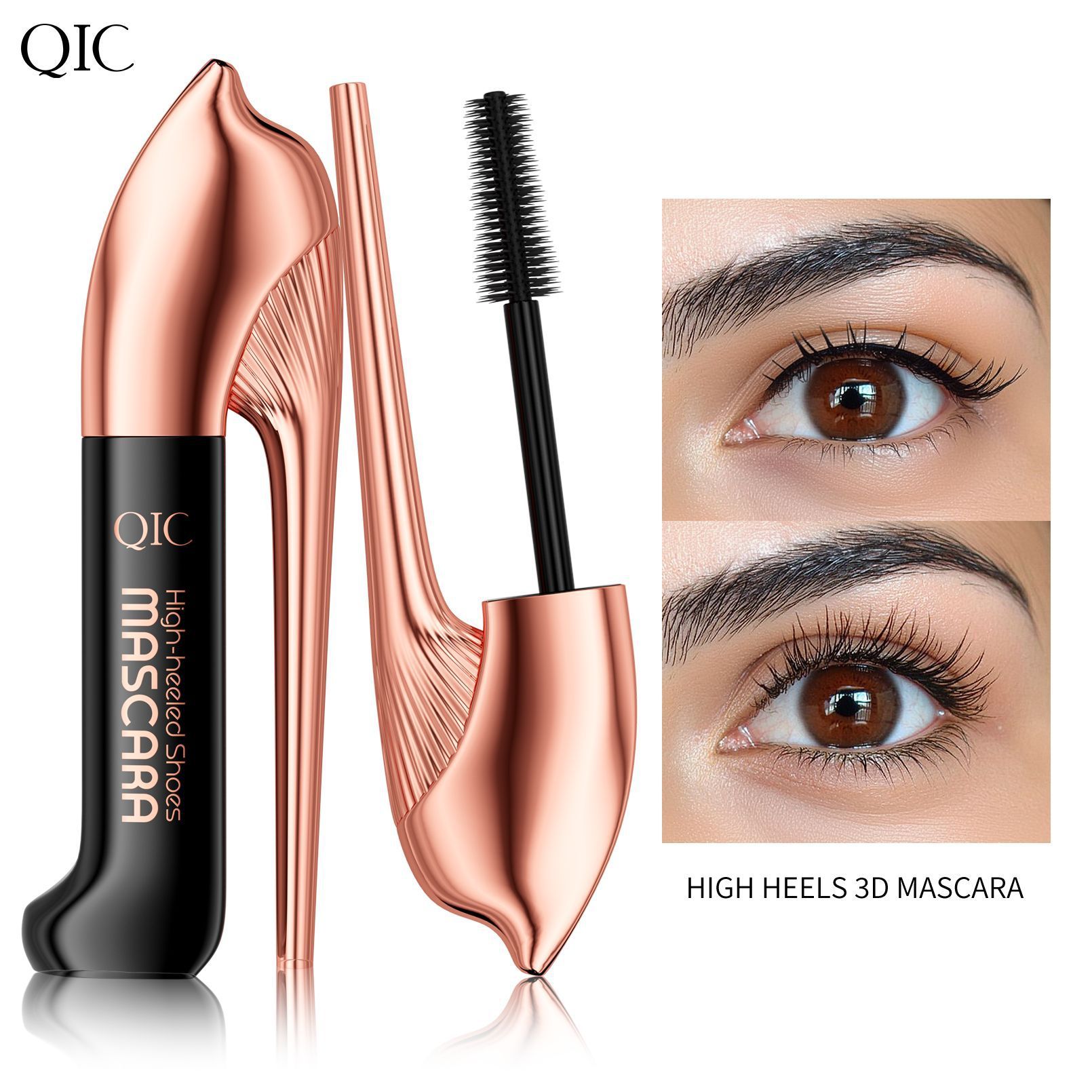 New QIC High Heels Mascara 3D waterproof non-smudging thick curls natural lengthening makeup