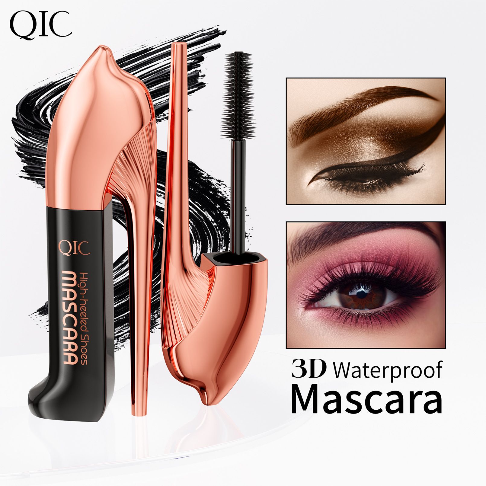 New QIC High Heels Mascara 3D waterproof non-smudging thick curls natural lengthening makeup view 5