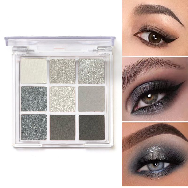 9 Colors Smoky Eyeshadow Palette Gray Black Matte Glitter Shades Waterproof Long Lasting Punk Dark Eye Makeup Cosmetics