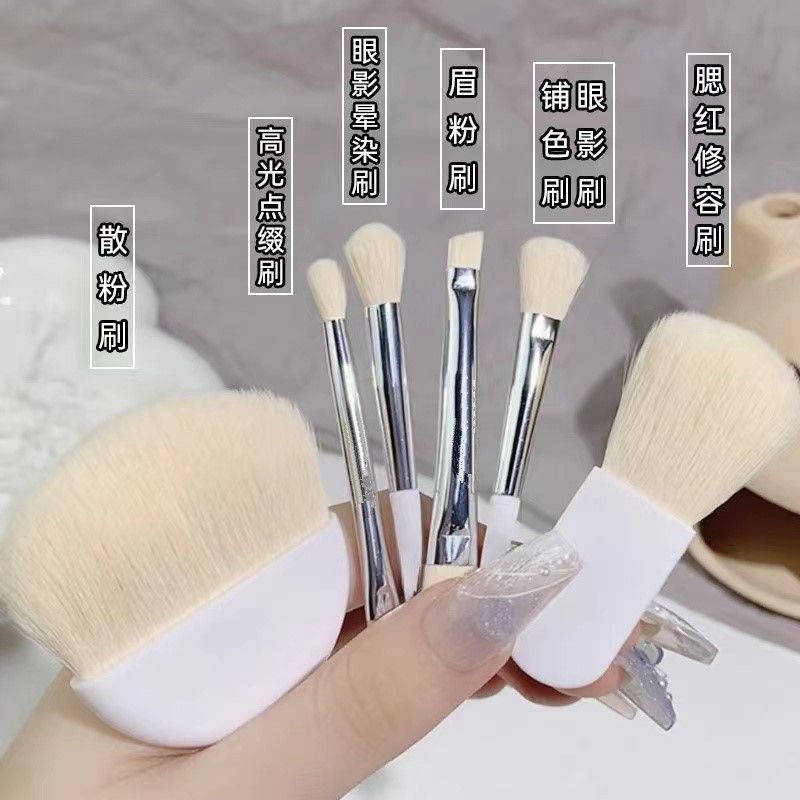 New 6-Pack Travel Size Makeup Brush Set Portable Starter Brush Mini i Loose Contour Concealer Dotted Brush