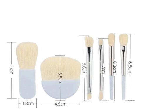 New 6-Pack Travel Size Makeup Brush Set Portable Starter Brush Mini i Loose Contour Concealer Dotted Brush