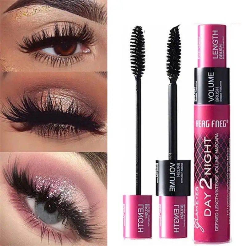 2 In 1 Day 2 Night Mascara Waterproof Lash Lengthening Volumizing Mascara Long Lasting Curling Eye Makeup