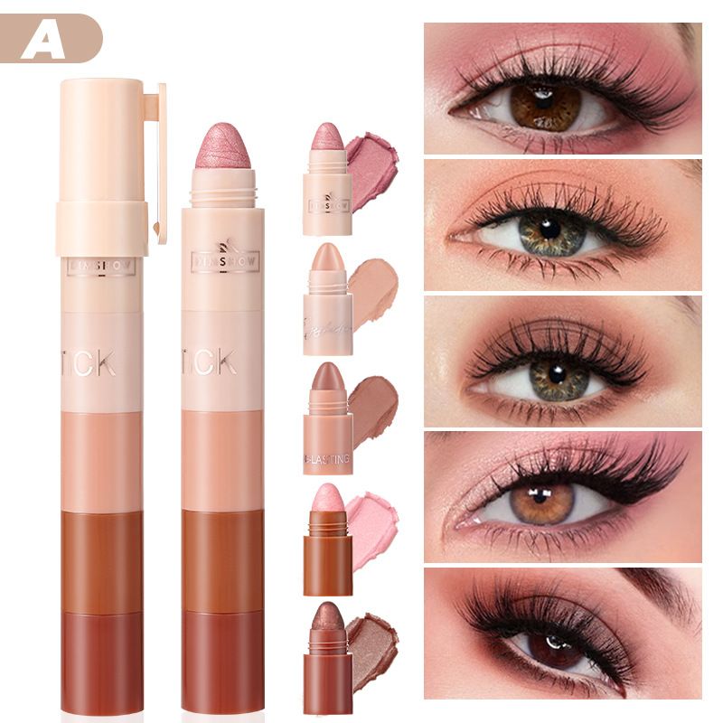 5 sections of lazy eyeshadow pencil highlighter plain silkworm pen pearlescent waterproof eyeshadow stick set