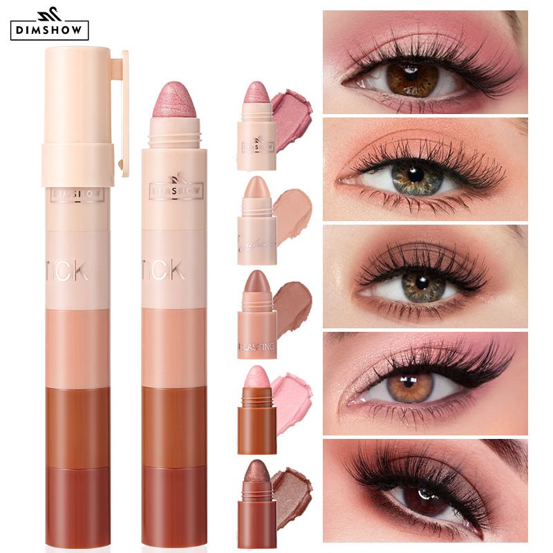 5 sections of lazy eyeshadow pencil highlighter plain silkworm pen pearlescent waterproof eyeshadow stick set