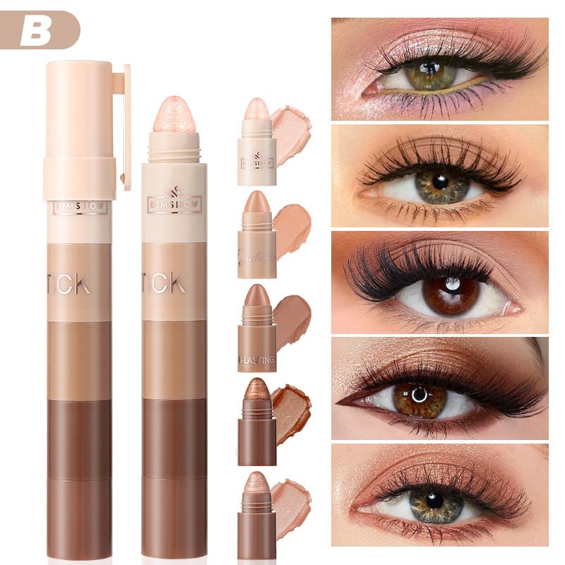 5 sections of lazy eyeshadow pencil highlighter plain silkworm pen pearlescent waterproof eyeshadow stick set
