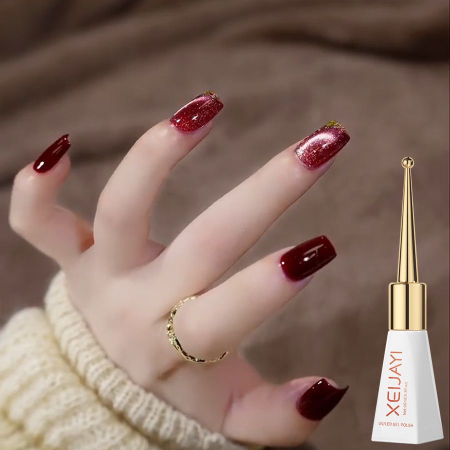 10ml nail polish gel burgundy solid color chili pepper cat's eye nail polish gel Internet celebrity popular new wild light therapy gel nail art shop special