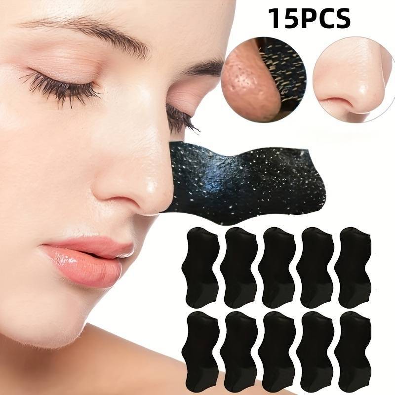 15pcs bamboo charcoal to remove blackheads, nose patches, shrink pores, remove acne, T-zone blackheads, nose patches, pig nose patches