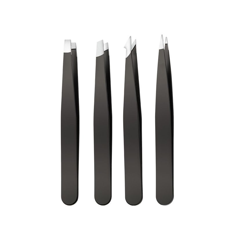 4pcs Stainless Steel Eyebrow Tweezers Set, Precision Plucking & False Lash Tool