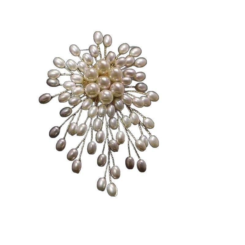 Large Gold Pearl Flower Brooch for Women, Luxury Statement Pin for Wedding, Church, Party & Formal Wear