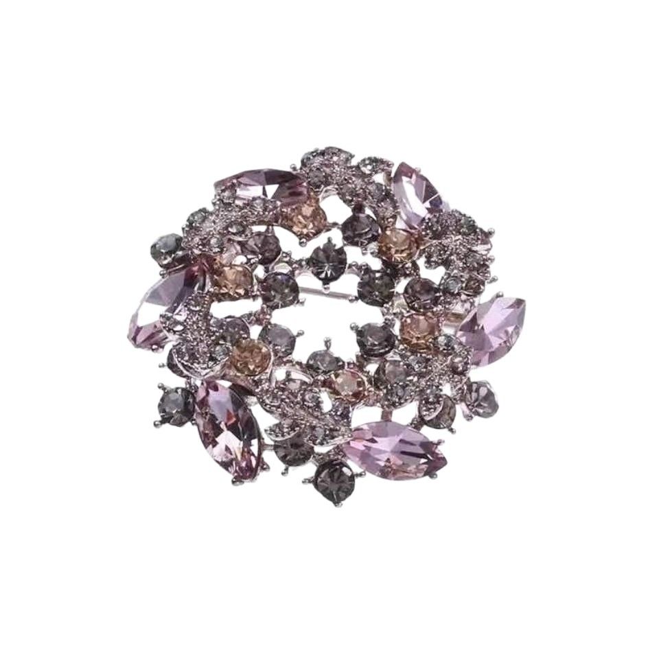 Vintage Camellia Rhinestone Brooch for Women, Sparkling Floral Pin for Wedding & Formal Occasions