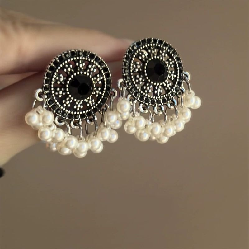 Elegant Pearl & Silver Dangle Earrings for Women, Lightweight Luxury Studs for Party & Wedding