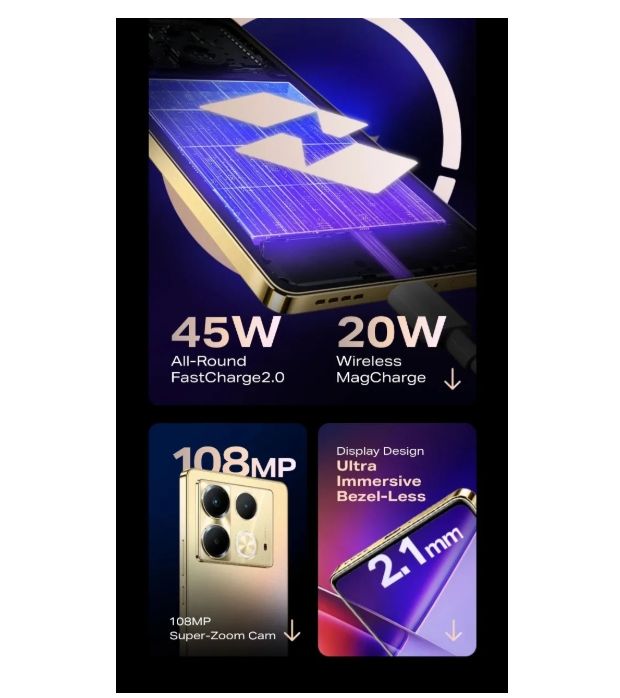 {Brand New} Infinix Note 40 6.78" 120Hz AMOLED 256GB+16(8+8)GB RAM 4G MTK Helio G99 108MP Camera JBL Speaker 45W 5000mAh Android 14 Dual SIM Smart Phone