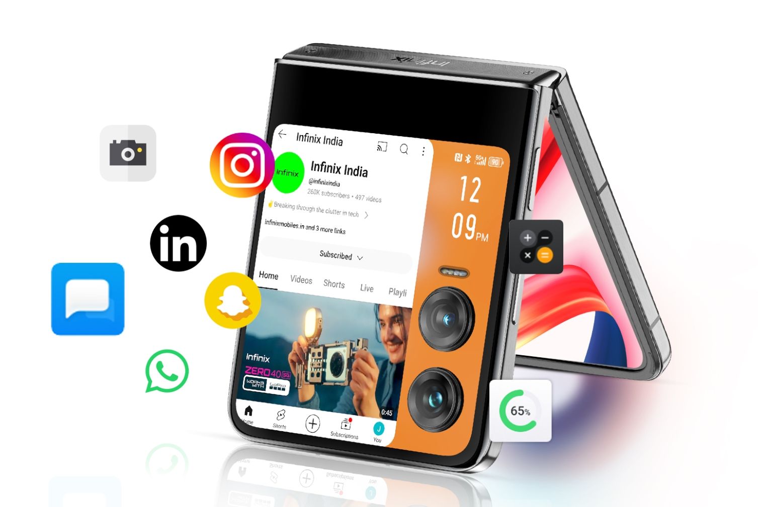 {Brand New} Infinix Zero Flip 5G 512GB ROM+8GB RAM 6.9" Foldable LTPO AMOLED 120Hz Display 50+50MP Camera MediaTek Dimensity 8020 4720mAh Battery 70W Fast Charge Flip Smart Phone