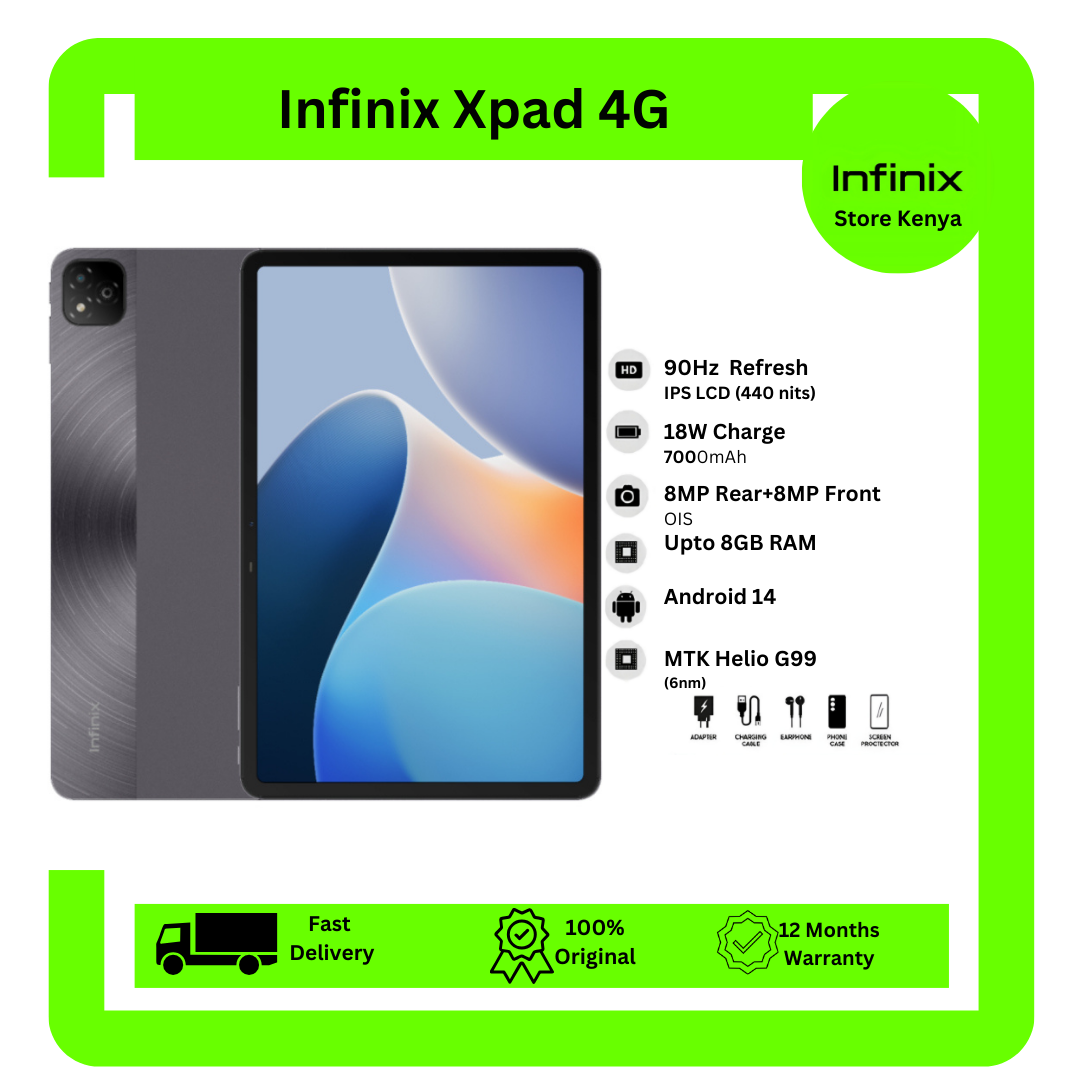 [New Arrival] Brand New Infinix Xpad 256GB+4GB SIM Card 11.0" 90Hz Display Mediatek Helio G99 8MP+8MP Camera 7000mAh Battery 18W Wired 50% in 40 min Glass Front Aluminium Frame Tablet Tab Pad