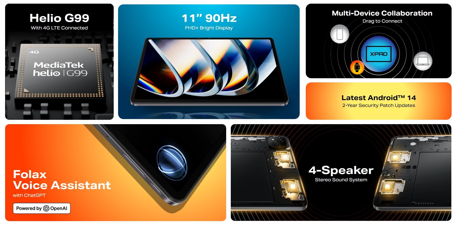 [New Arrival] Brand New Infinix Xpad 256GB+4GB SIM Card 11.0" 90Hz Display Mediatek Helio G99 8MP+8MP Camera 7000mAh Battery 18W Wired 50% in 40 min Glass Front Aluminium Frame Tablet Tab Pad