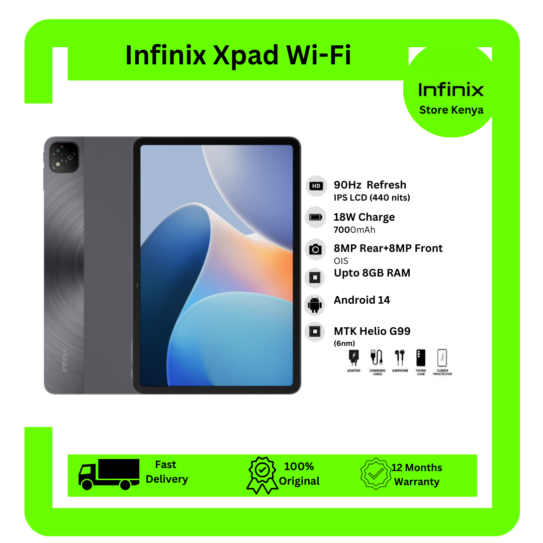 [New Arrival] Brand New Infinix Xpad 256GB+4GB Wi-Fi 11.0" 90Hz Display Mediatek Helio G99 8MP+8MP Camera 7000mAh Battery 18W Wired 50% in 40 min Glass Front Aluminium Frame Tablet Tab Pad