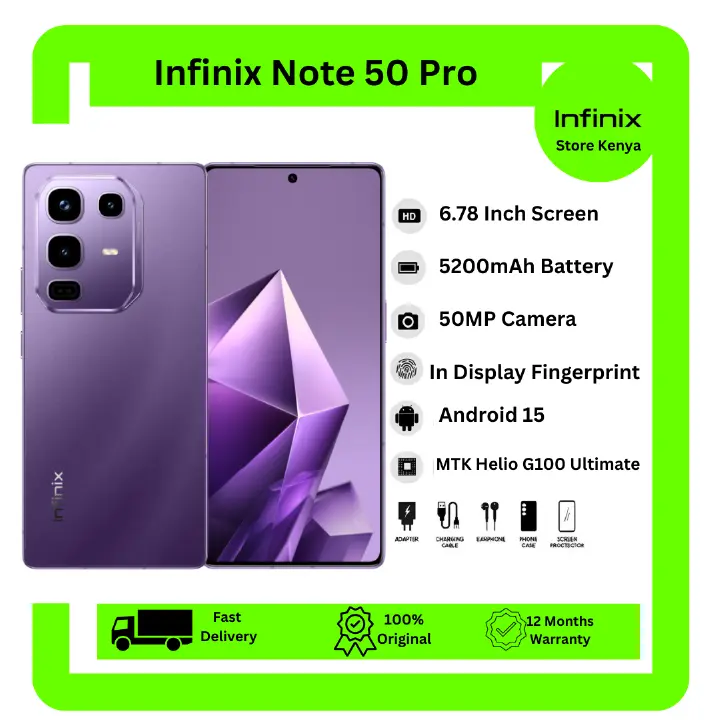 [New Arrival] Infinix Note 50 Pro 4G 256GB+8GB 6.78" 144Hz AMOLED Display 50MP+8MP+32MP Camera MTK Helio G100 Ultimate Processor 5200mAh Battery 90W Wired 30W Wireless Charge Mobilephone Smartphone