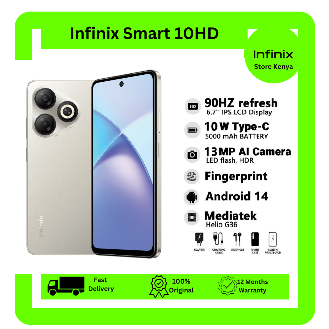 [New arrivals] Infinix SMART 10 HD 4(2+2)GB RAM + 64GB 6.7" 90Hz Brand New Phone Dual SIM 4G 5000mAh Battery With Type-C Charging 13MP Camera G81 Fingerprint Lock Android 14 Smart Phones Smart 10HD