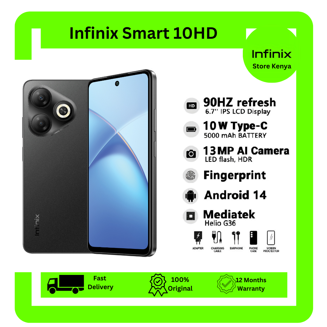 [New arrivals] Infinix SMART 10 HD 4(2+2)GB RAM + 64GB 6.7" 90Hz Brand New Phone Dual SIM 4G 5000mAh Battery With Type-C Charging 13MP Camera G81 Fingerprint Lock Android 14 Smart Phones Smart 10HD