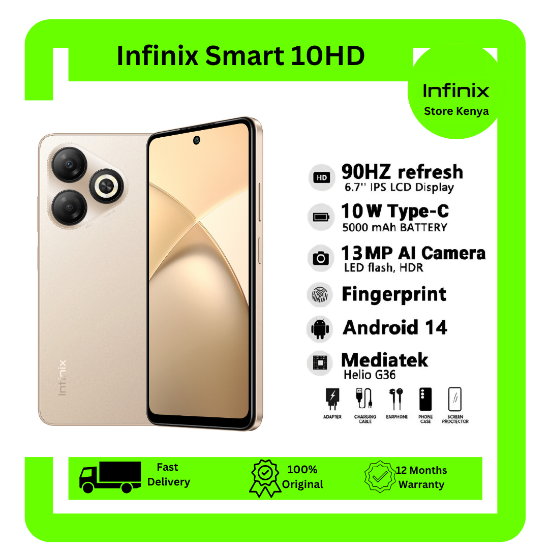 [New arrivals] Infinix SMART 10 HD 4(2+2)GB RAM + 64GB 6.7" 90Hz Brand New Phone Dual SIM 4G 5000mAh Battery With Type-C Charging 13MP Camera G81 Fingerprint Lock Android 14 Smart Phones Smart 10HD