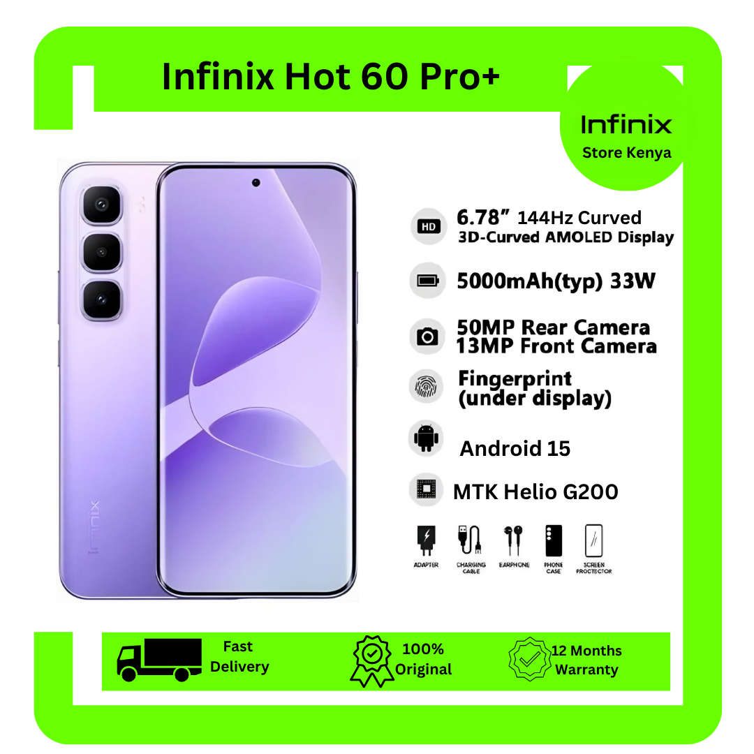[New Arrival] Infinix Hot 60 Pro Plus 256GB+16(8+8)GB 6.78" 144Hz Curved AMOLED Display 50+13MP Camera 5160mAh Battery 45W Fast Charging Corning Gorilla Glass 7i IP65 Infinix Hot 60 Pro+ AI Smartphone