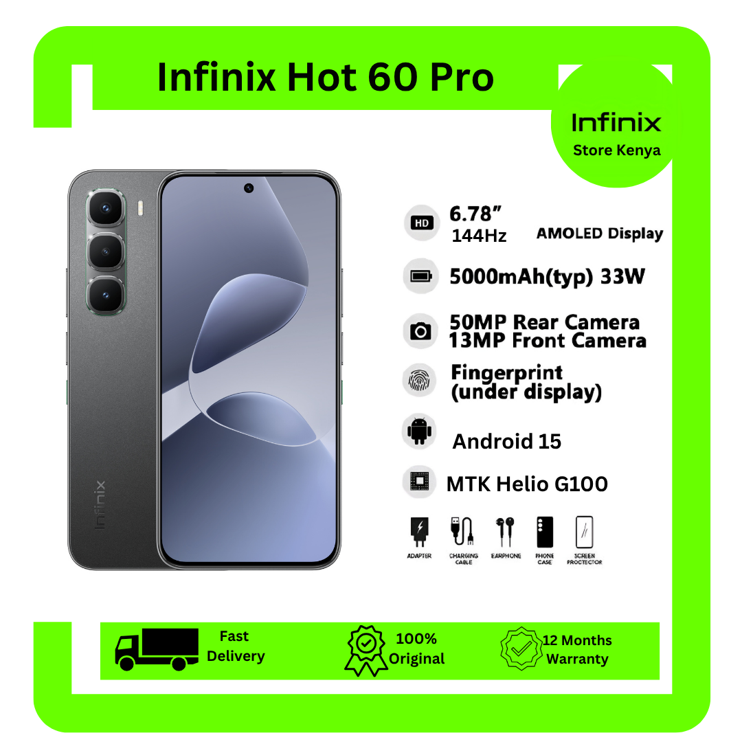 [New arrivals] Infinix Hot 60 Pro 128GB+16(8+8)GB 6.78" 144Hz Screen 4G Phone Dual SIM 5160mAh Battery 45W Charging 50MP Camera Fingerprint Lock Android 15 G200 Smart AI Phones