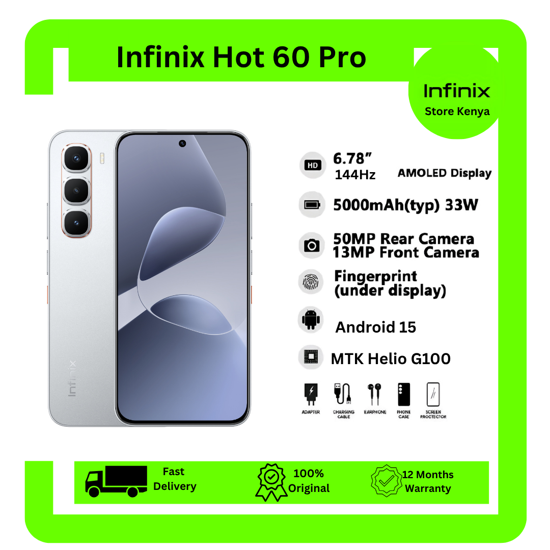 [New arrivals] Infinix Hot 60 Pro 128GB+16(8+8)GB 6.78" 144Hz Screen 4G Phone Dual SIM 5160mAh Battery 45W Charging 50MP Camera Fingerprint Lock Android 15 G200 Smart AI Phones