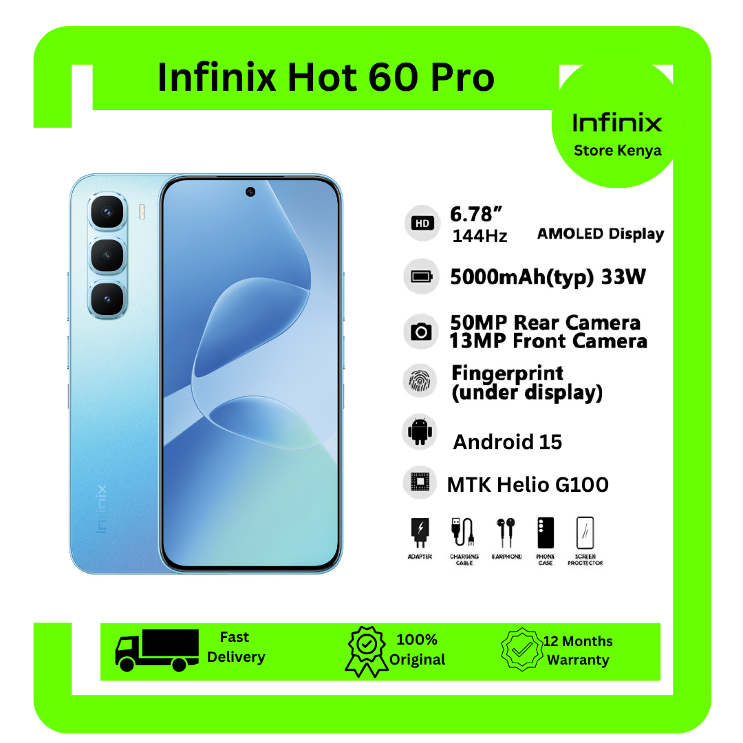 [New arrivals] Infinix Hot 60 Pro 128GB+16(8+8)GB 6.78" 144Hz Screen 4G Phone Dual SIM 5160mAh Battery 45W Charging 50MP Camera Fingerprint Lock Android 15 G200 Smart AI Phones