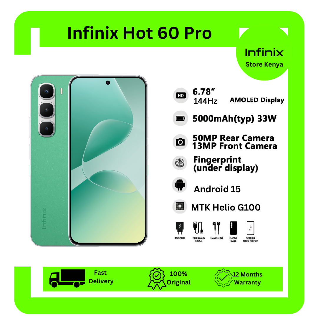 [New arrivals] Infinix Hot 60 Pro 128GB+16(8+8)GB 6.78" 144Hz Screen 4G Phone Dual SIM 5160mAh Battery 45W Charging 50MP Camera Fingerprint Lock Android 15 G200 Smart AI Phones