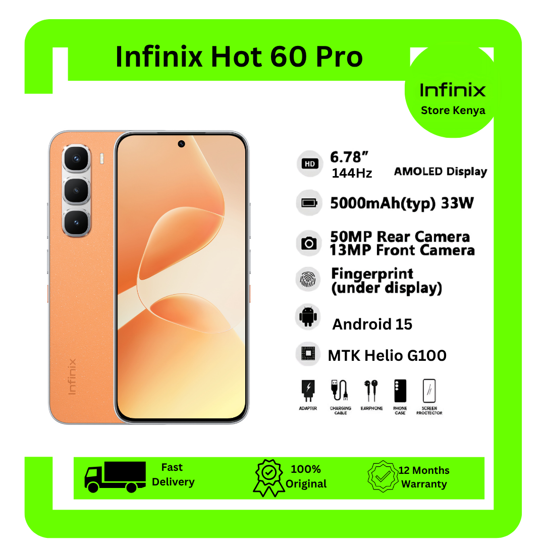 [New arrivals] Infinix Hot 60 Pro 128GB+16(8+8)GB 6.78" 144Hz Screen 4G Phone Dual SIM 5160mAh Battery 45W Charging 50MP Camera Fingerprint Lock Android 15 G200 Smart AI Phones