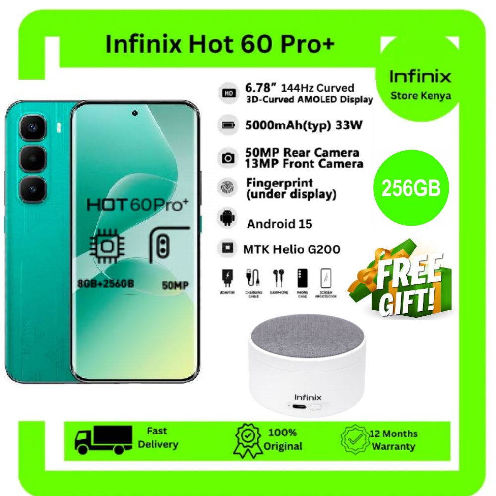[SUPER SALE]Infinix Hot 60 Pro Plus 256GB+16(8+8)GB 6.78" 144Hz Curved AMOLED Display 50+13MP Camera 5160mAh Battery 45W Fast Charging Corning Gorilla Glass 7i IP65 + FREE GIFT