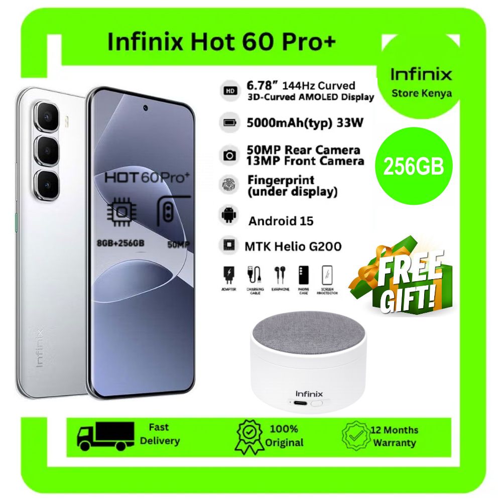 [SUPER SALE]Infinix Hot 60 Pro Plus 256GB+16(8+8)GB 6.78" 144Hz Curved AMOLED Display 50+13MP Camera 5160mAh Battery 45W Fast Charging Corning Gorilla Glass 7i IP65 + FREE GIFT