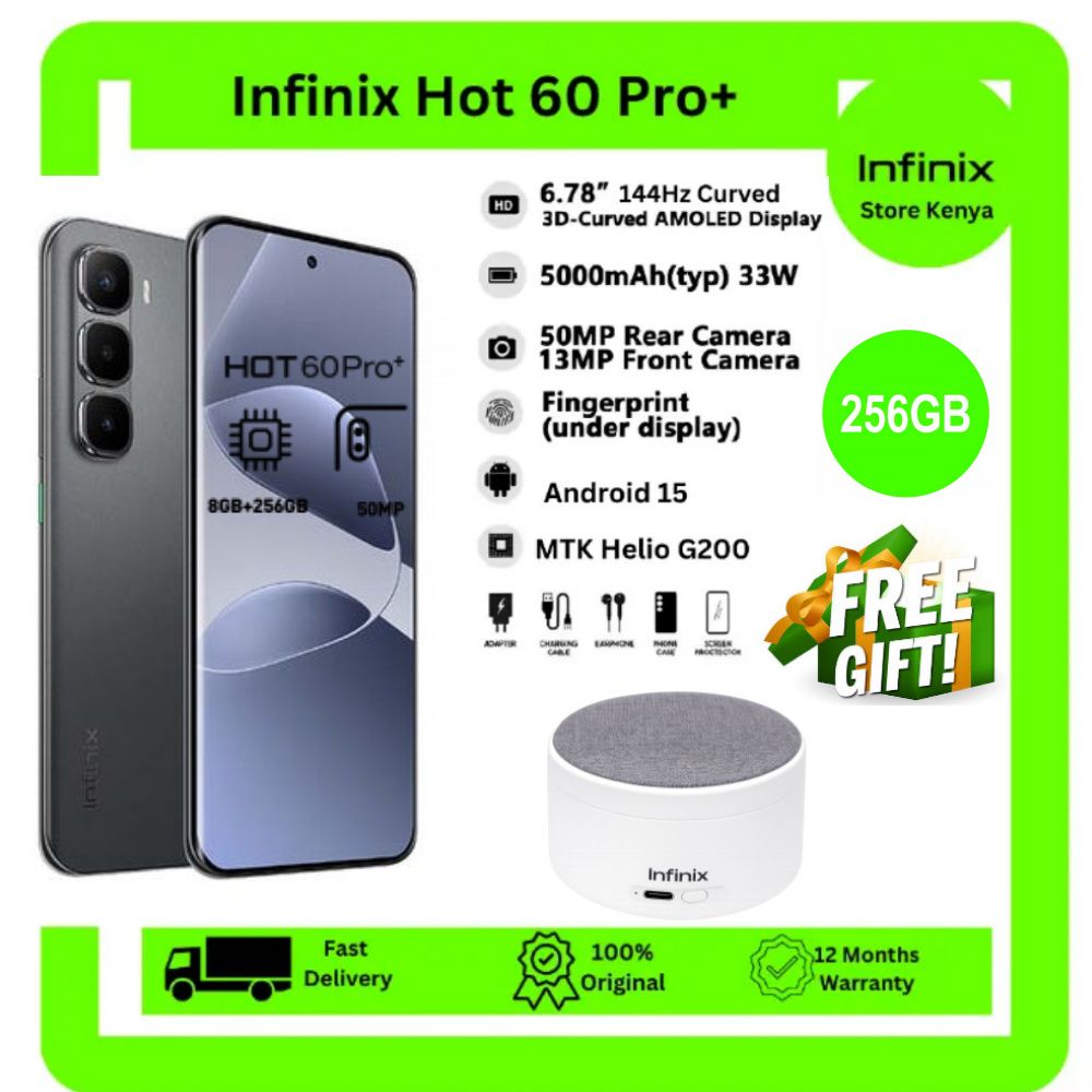 [SUPER SALE]Infinix Hot 60 Pro Plus 256GB+16(8+8)GB 6.78" 144Hz Curved AMOLED Display 50+13MP Camera 5160mAh Battery 45W Fast Charging Corning Gorilla Glass 7i IP65 + FREE GIFT