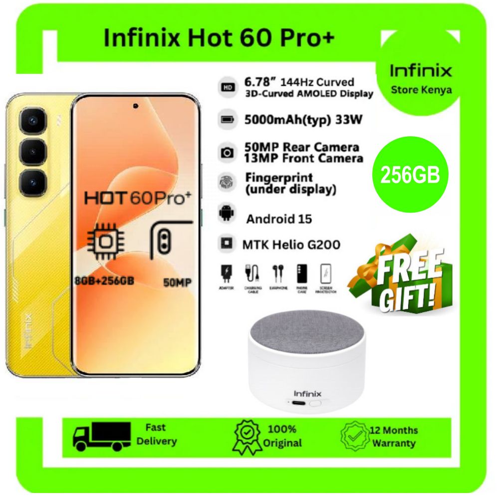[SUPER SALE]Infinix Hot 60 Pro Plus 256GB+16(8+8)GB 6.78" 144Hz Curved AMOLED Display 50+13MP Camera 5160mAh Battery 45W Fast Charging Corning Gorilla Glass 7i IP65 + FREE GIFT