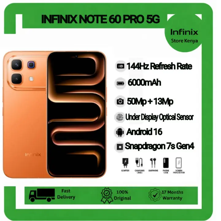 New Launch Deal INFINIX Note 60 Pro 5G Snapdragon 7s Gen 4 6.78" AMOLED 6000mAh 50MP AI Cam 8GB+8GB RAM 256GB ROM, 90W Wired 30W Wireless Charge