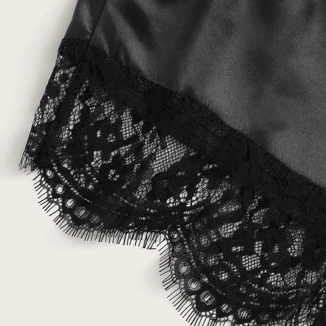 2pcs/Set Sexy lace Women Nightwear Nightgowns 2Pcs/Set Pajamas Women Lace Trim Sleeveless Strappy Pajamas Shorts Sleepwear pyjamas Nightdress Sleepwear Sleeping Night Dress Gowns Ladies Clothes